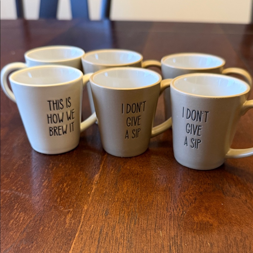 Set of 6 Tan and White Espresso Cups